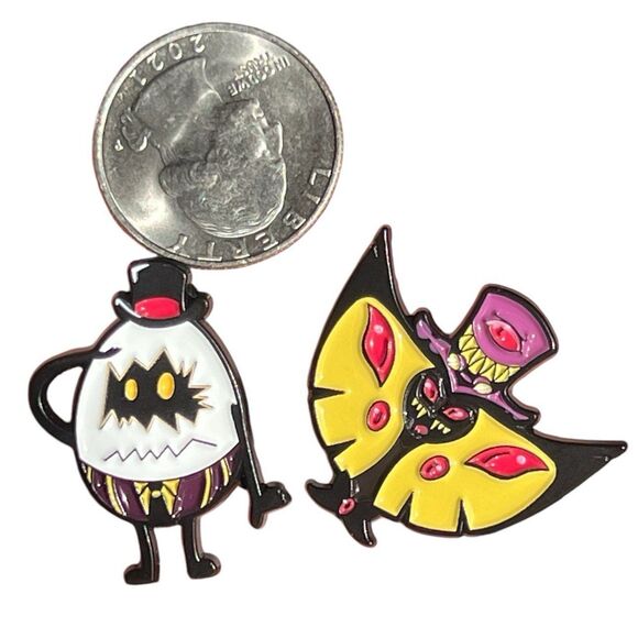 Hazbin Hotel Sir Pentious and Egg Minion Enamel Pin Set - Picture 3 of 6